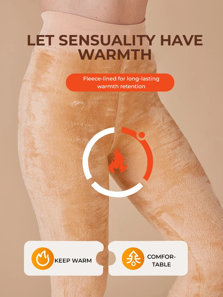 Women's Solid Color Fleece-Lined Thermal Tights