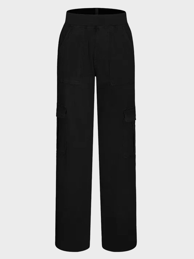 Mid Rise Pockets Straight Leg Casual Cargo Jeans