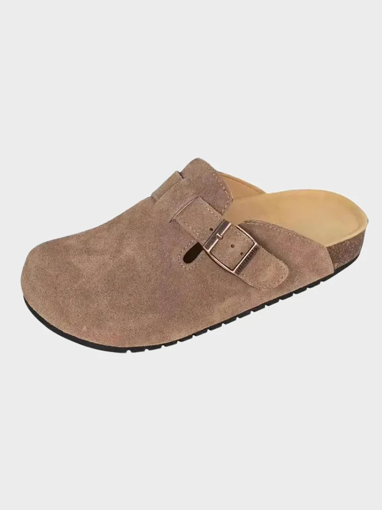 Unisex Suede Cork Clogs – Arch Support Buckle Slip-Ons
