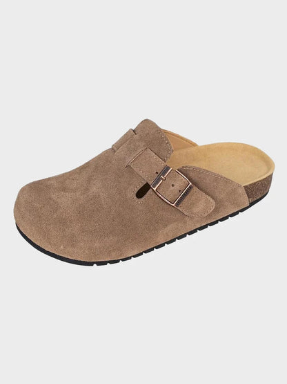 Unisex Suede Cork Clogs – Arch Support Buckle Slip-Ons