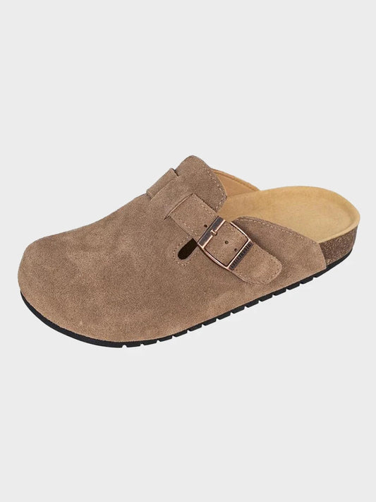 Unisex Suede Cork Clogs – Arch Support Buckle Slip-Ons