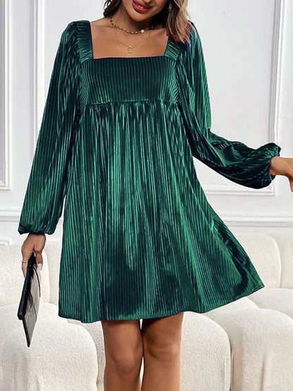 Women Long Sleeve Backless Velvet Mini Dress