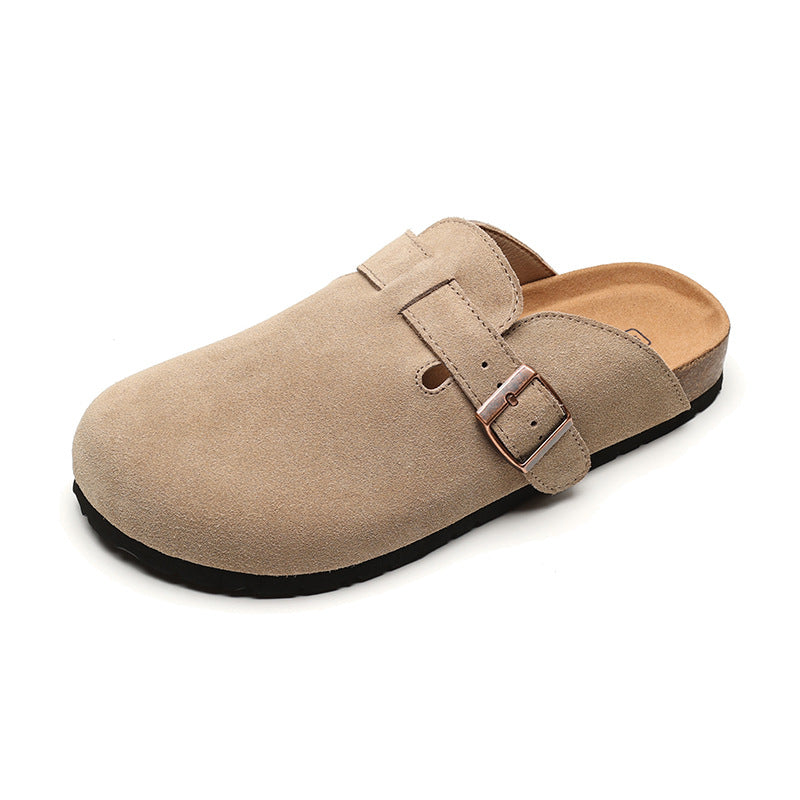 Unisex Suede Cork Clogs – Arch Support Buckle Slip-Ons