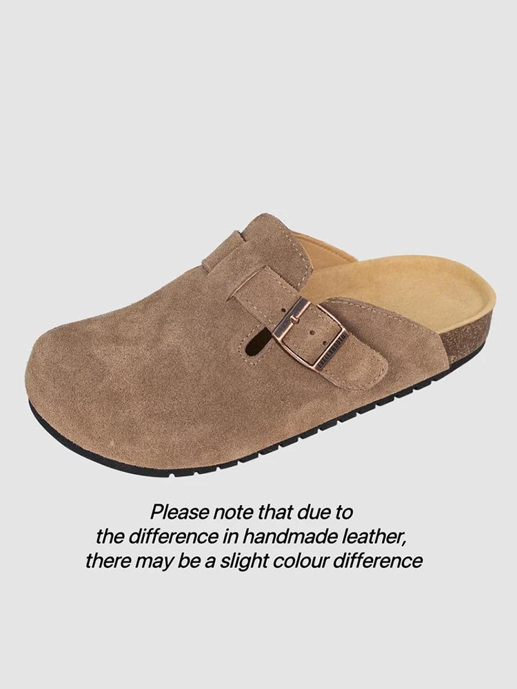 Unisex Suede Cork Clogs – Arch Support Buckle Slip-Ons