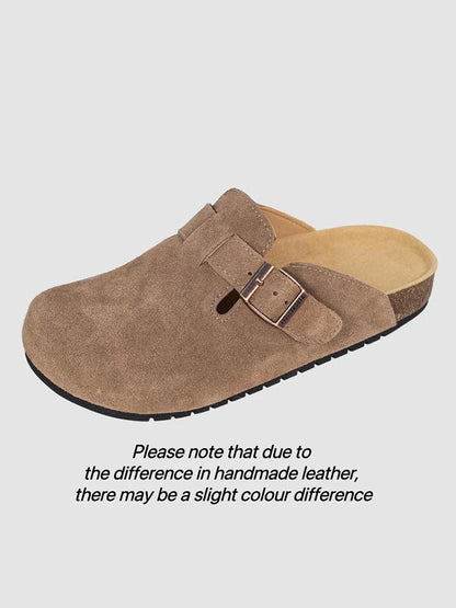 Unisex Suede Cork Clogs – Arch Support Buckle Slip-Ons